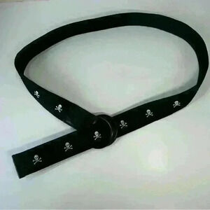 Unisex Skull and Bones Print Adjustable Belt “Black  Chocolate” Brand